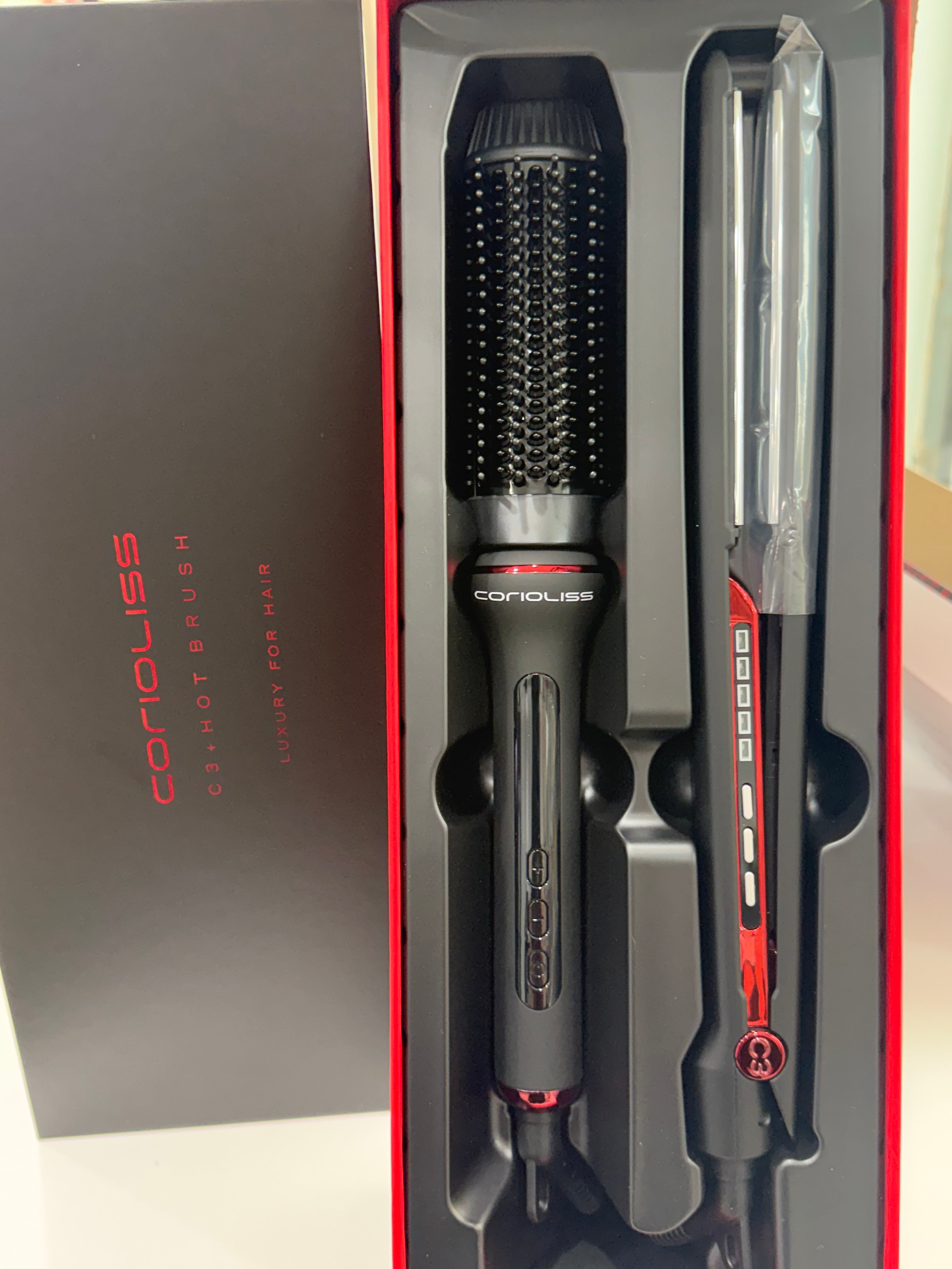 KIT PLANCHA C3 + CEPILLO HOT BRUSH BLACK RED